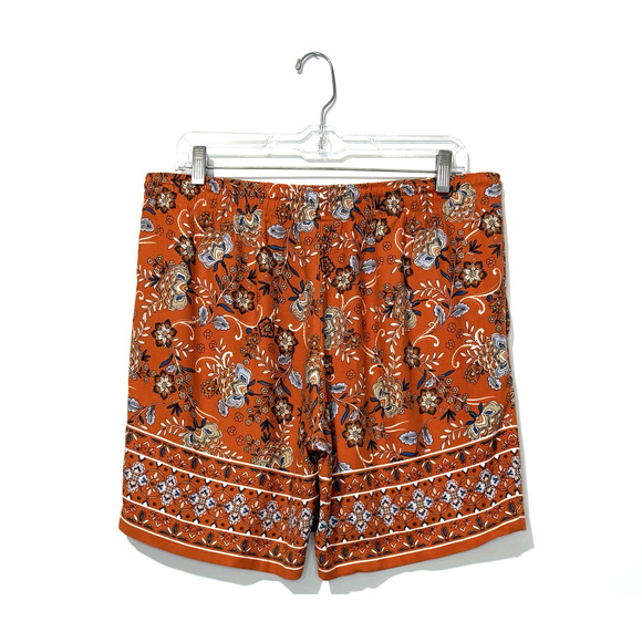 J.Jill Womens Shorts M Orange White Blue Pockets Elastic Waist Drawstring NWT - Picture 3 of 9